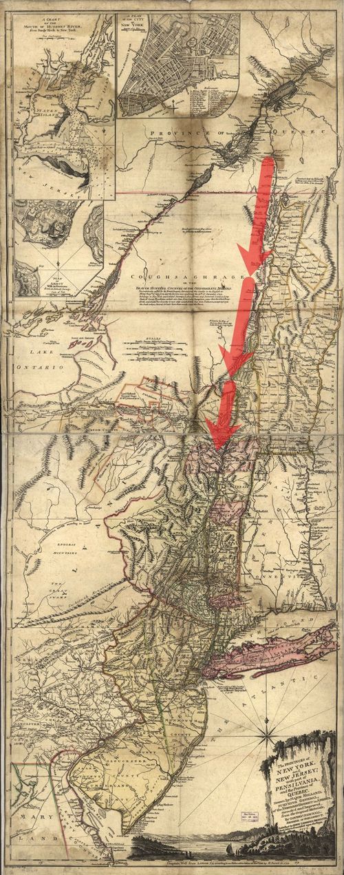 E195 - The provinces of New York, and New Jersey; with part of Pennsylvania and the province of Quebec Battle Map - 1777