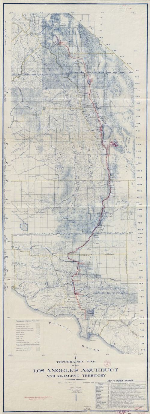 1908 Topographic map of the Los Angeles aqueduct and adjacent territory