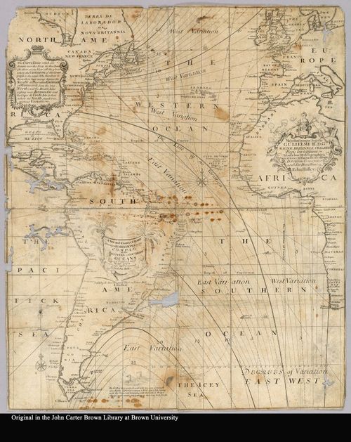 E308 - Halley's Chart on Compass Variation - 1701