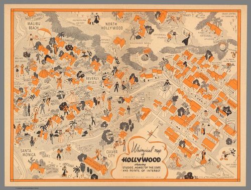 E316 - “Whimsical map of Hollywood showing Studios, Homes of the Stars and Points of Interest” - Allied Artists - 1937 (Luke Zanuck)