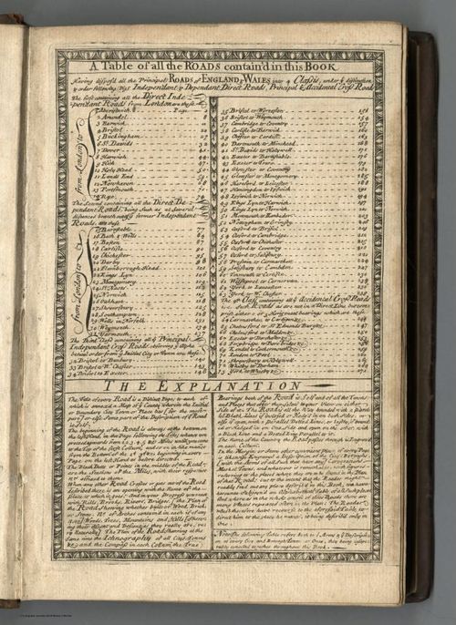 E127.003 -  Table of All of the Roads contain'd in this Book.