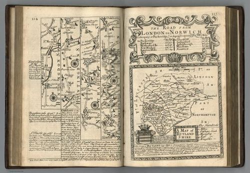 E127.063 - Road from London to St. Neots. (continued.) Road from London to Norwich. Map of Rutlandshire (Rutland).