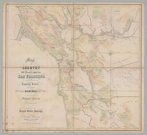 E316 - Map of SF Bay Area, Showing Land Grants and Counties - Leander Ransom - 1860 (Leo Marburg)
