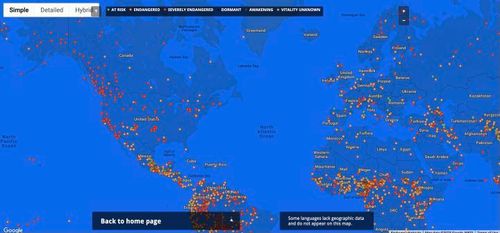 E316 - Endangered Languages Project Map, Screenshot from 1/25/23 (Leo Marburg)
