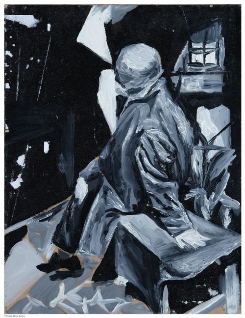B/W study, oil, under UCLA Art Professor, William Brice, son of Fanny, 