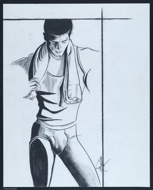 Jockey ad, pencil / charcoal sketch