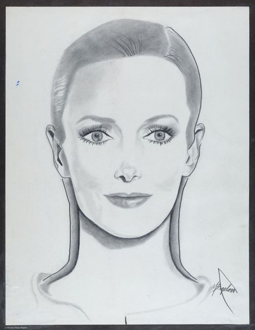 Karen Graham, Estee Lauder model, pencil sketch