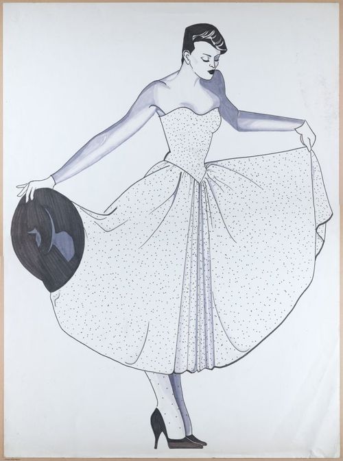 Fashion sketch, pencil / pen & ink