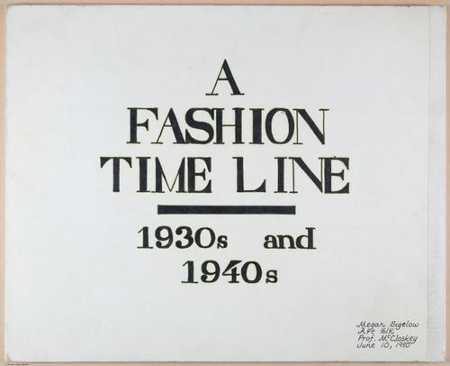 Fashion Timeline, 1930's & 1940's, pen & ink