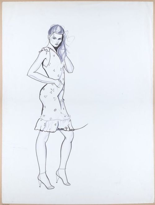 Fashion sketch, pen & pencil