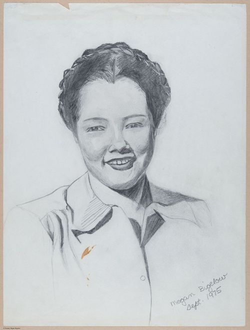 Helen Annetta Devine Bigelow,&nbsp;Mom in high school, pencil sketch