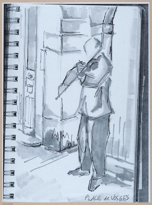 Violinist, Place des Vosges, Le Marais, 75004 Paris,&nbsp;Plein air sketch