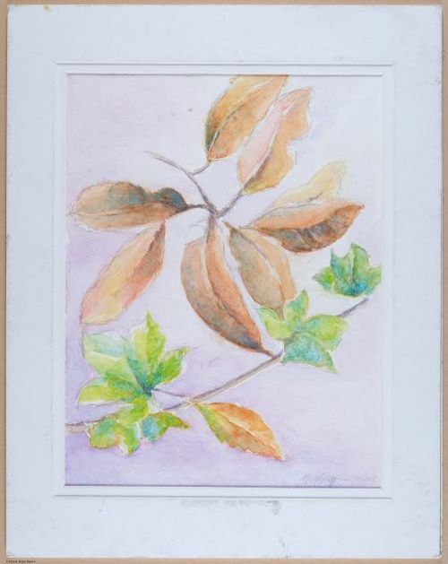 Leaves, still life, watercolor, v3