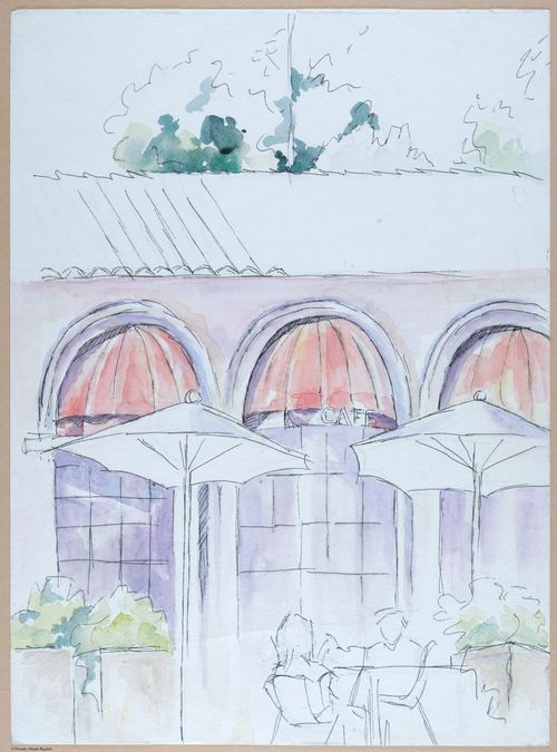 Depot Café & Bookstore, Mill Valley, CA. &nbsp;Plein air with my friend & mentor, Hilda Kidder,&nbsp;