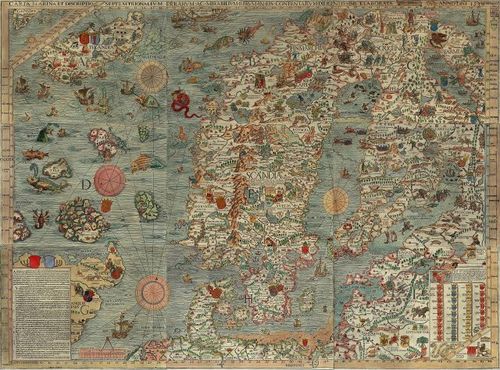 Carta Marina 1539 - &nbsp;Map of Scandinavian countries/ North of Europe&nbsp;&nbsp;&nbsp;Denis Sotnichenko