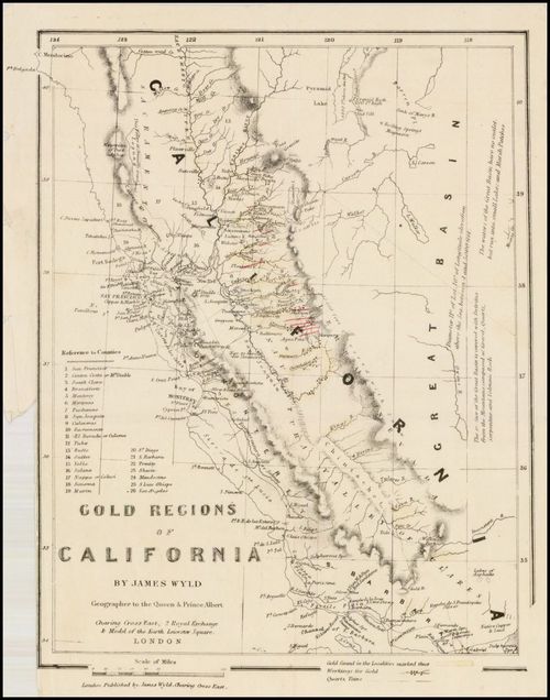 E414 - Gold Regions of California - James Wyld - 1852 - Tayler Wise