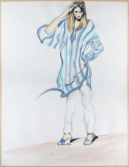 Fashion illustration, Kim Alexis.Pencil / pen / watercolor