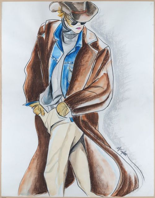 Fashion illustration, pencil / pen / pastels / watercolor