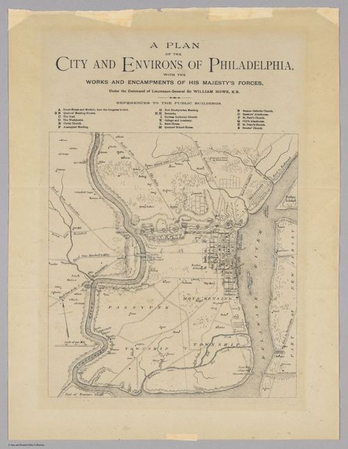 E560 - &nbsp;A Plan of the City and Environs of Philadelphia, with the Works and Encampments of His Majesty's Forces, Under the command of Lieutenant-General Sir William Howe, K.B. - Jane and Ronald Gibbs Collection