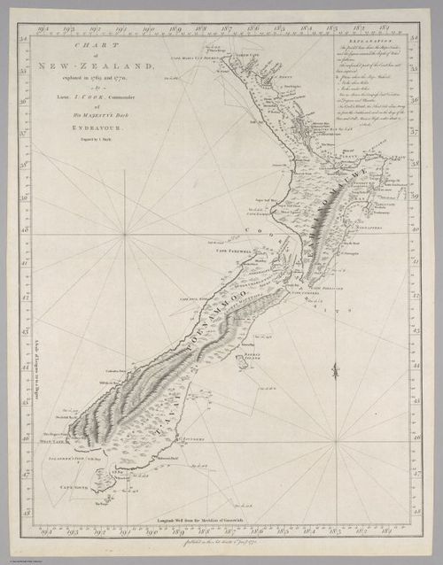 E560 - &nbsp;Chart of New Zealand explored in 1769 and 1770 1772 - Jane and Ronald Gibbs Collection