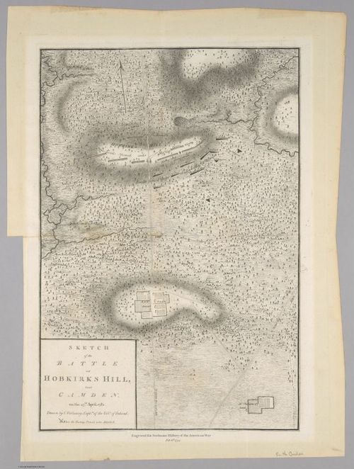 E560 - Sketch of the Battle of Hobkirks Hill, near Camden. on the 25th April, 1781 (1794) - Jane and Ronald Gibbs Collection