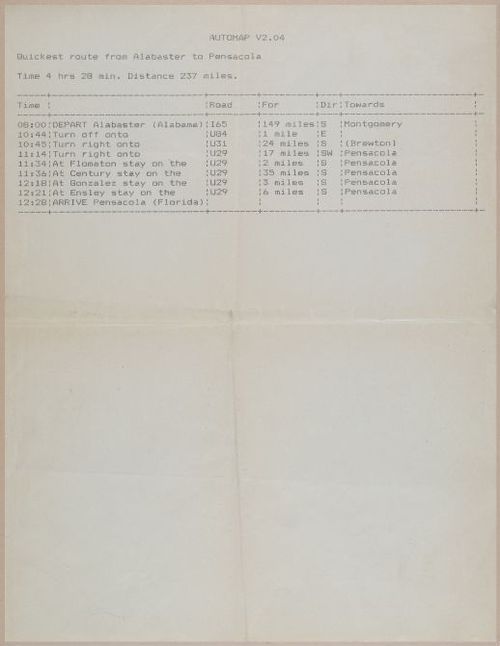 E607 - 1980's Computer-Generated Directions - 28261