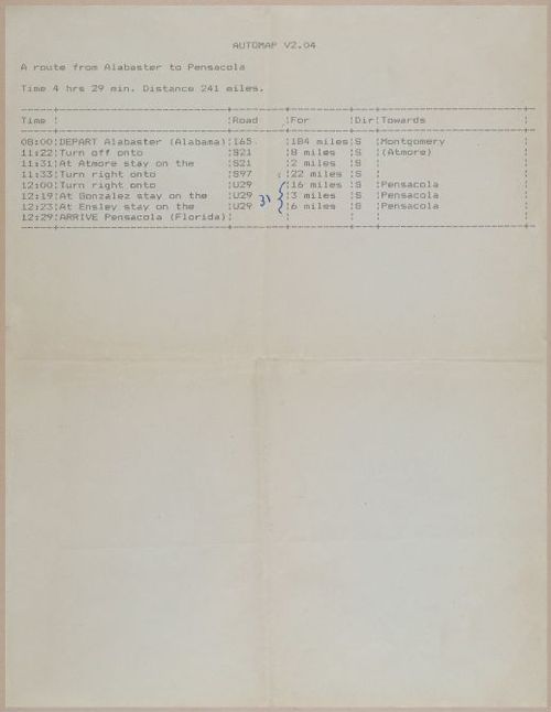 E607 - 1980's Computer-Generated Directions - 28262