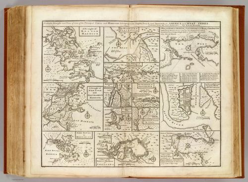 Towns, harbours, America, W.I. Bowen, Emanuel, 1747