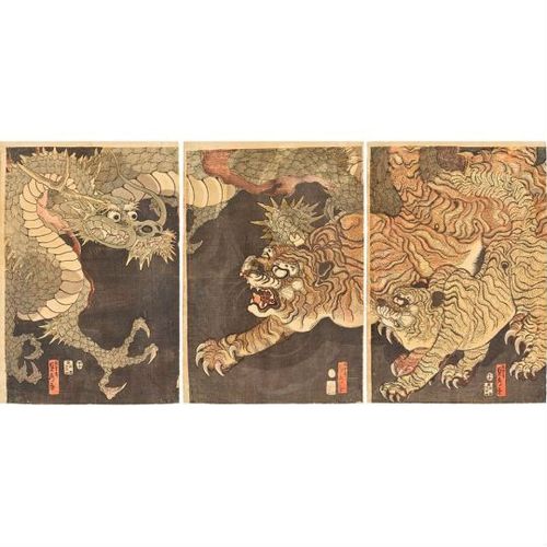 Dragon and Tigers - Sadahide