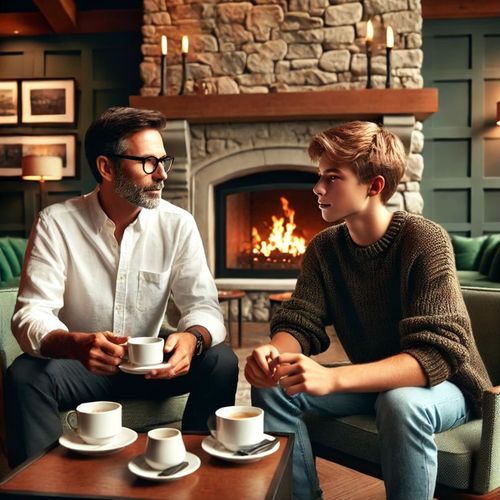 Student Having Coffee With Tom