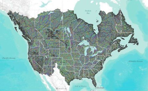 Josh Frett - HydroSHEDS (DIR) - Drainage directions at 15s resolution - North America