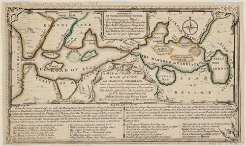 A Map or Chart of the Road of Love, and Harbour of Marriage - 1748