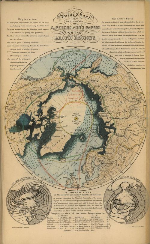 Polar Chart to Illustrate A. Petermann's Papers on the Arctic Region - 1852