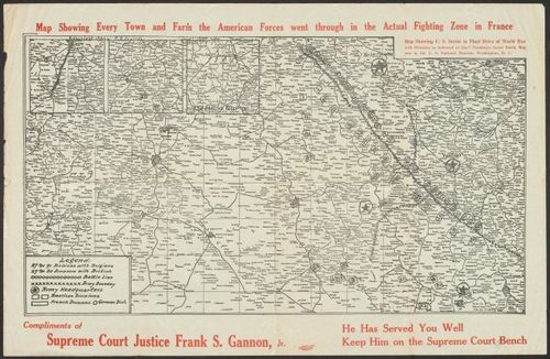 Map Showing Every Town and Farm the American Forces went through in the Actual Fighting Zone in France