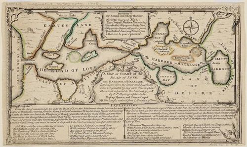 A Map or Chart of the Road of Love, and Harbour of Marriage - 1748
