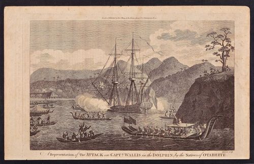 Attack on Captain Wallis in the Dolphin, by the Natives of Otaheite