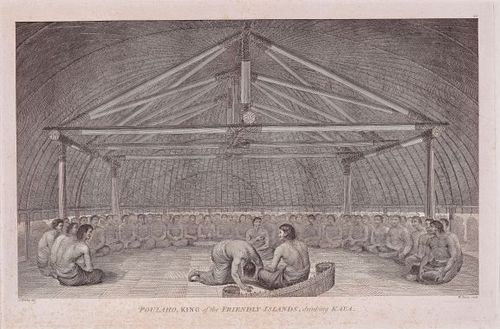 Poulaho, King of the Friendly Islands, drinking Kava