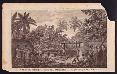 A Human Sacrifice, in a Morai, in Otaheite; in the presence of Captain Cook, &c.