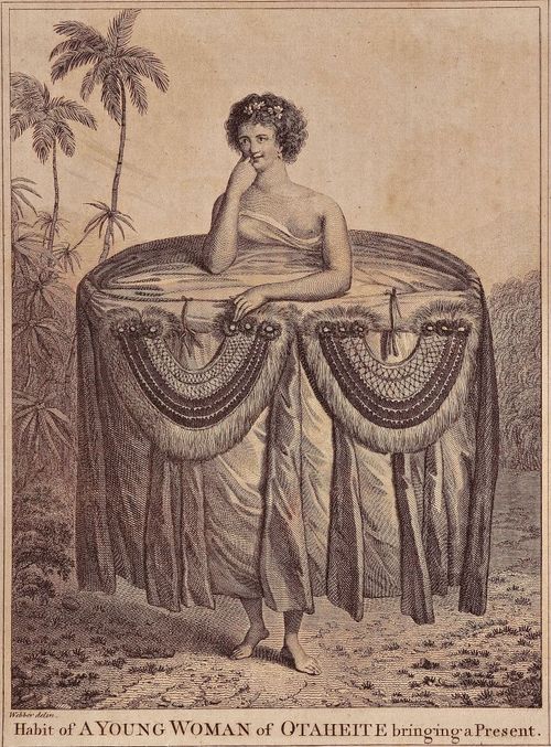 Habit of a Young Woman of Otaheite, bringing a Present